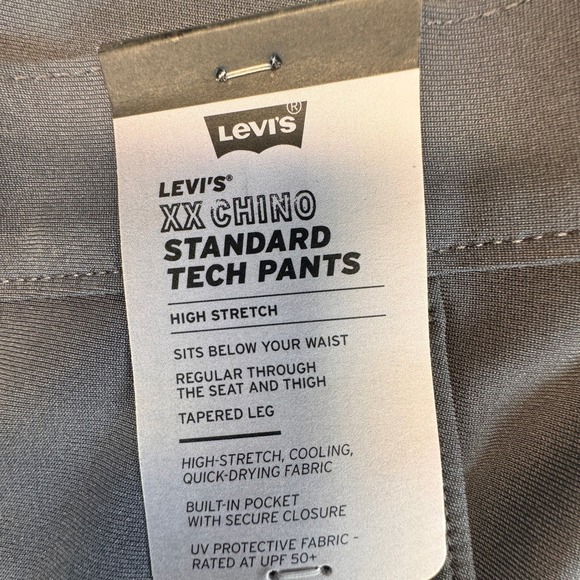 Levis XX Chino Standard Tech Pants Mens 38x30 Grey Tapered Stretch A92150003 NWT - Picture 5 of 14